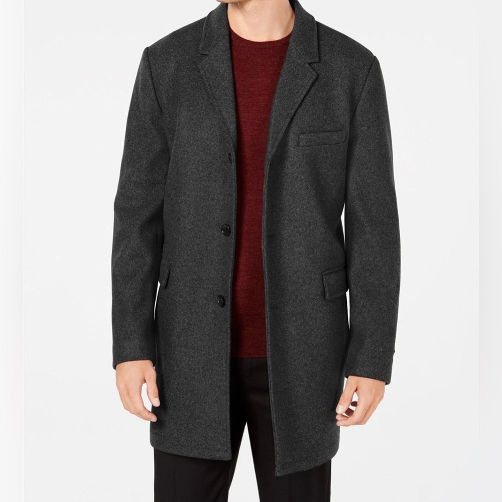 Michael Kors Ghent Wool Blend Slim Fit Overcoat Gray Coat Jacket Size 46 Reg